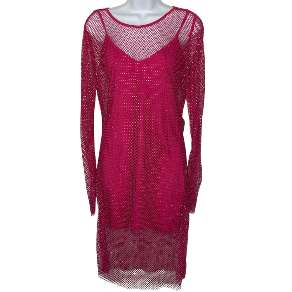 Bebe Diamante Crystal Mesh Mini Dress NWT